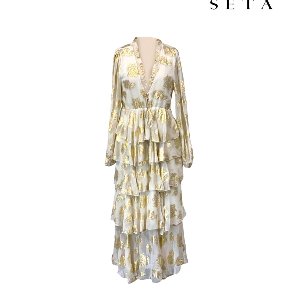 Cream and gold maxi dress